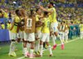 PEMAIN Brazil meraikan kejayaan mereka memperoleh gol ketiga hasil jaringan Matheus Cunha ketika menentang Scotland di Stadium Miami, semalam. - AFP