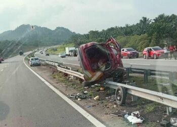 KEADAAN kenderaan yang terlibat kemalangan meragut satu nyawa di Kilometer 341 Lebuhraya Pantai Timur 2 berhampiran Hentian Rehat dan Rawat Paka, Dungun, Terengganu.