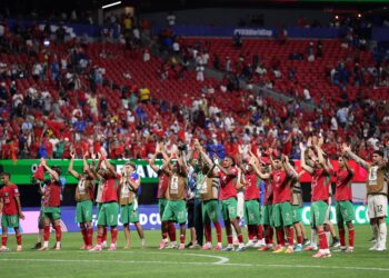 PEMAIN Maghribi meraikan kejayaan mereka menumpaskan Haiti 4-2 sekali gus menamatkan kempen naib juara Kumpulan C Piala Dunia 2026. - AFP