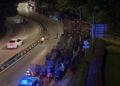 SEBAHAGIAN individu yang ditahan untuk diperiksa dalam Op Bersepadu Motosikal di Jalan Jelapang-Silibin, Ipoh hari ini.