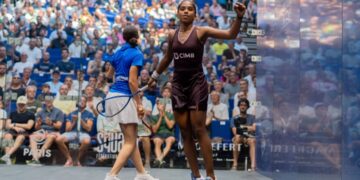 Sivasangari bakal mengharungi satu lagi ujian getir menentang jaguh No. 1 dunia, Hania El Hammamy pada final Jelajah Akhir PSA di Paris, Perancis, esok. - Ihsan PSA Squash