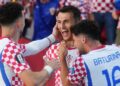 ANTE Budimir meraikan gol jaringannya ketika berdepan Panama.