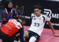 Mohammad Syahir Mohd. Rosdi mengalami kecederaan ketika menentang Jepun pada peringkat suku akhir Kejohanan Piala Dunia Sepaktakraw TM ISTAF 2026 di Kuala Lumpur, baru-baru ini. - UTUSAN/SHIDDIEQIIN ZON
