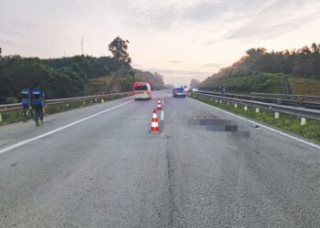 SALAH seorang mangsa yang terlibat dalam kemalangan maut di Lebuh Raya Pantai Timur arah Kuantan di Temerloh malam semalam. – IHSAN IPD TEMERLOH