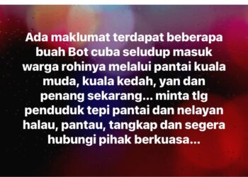 MESEJ yang disebarkan melalui media sosial mengenai dakwaan bahawa beberapa bot cuba membawa masuk etnik Rohingya melalui jalan laut di negeri ini.