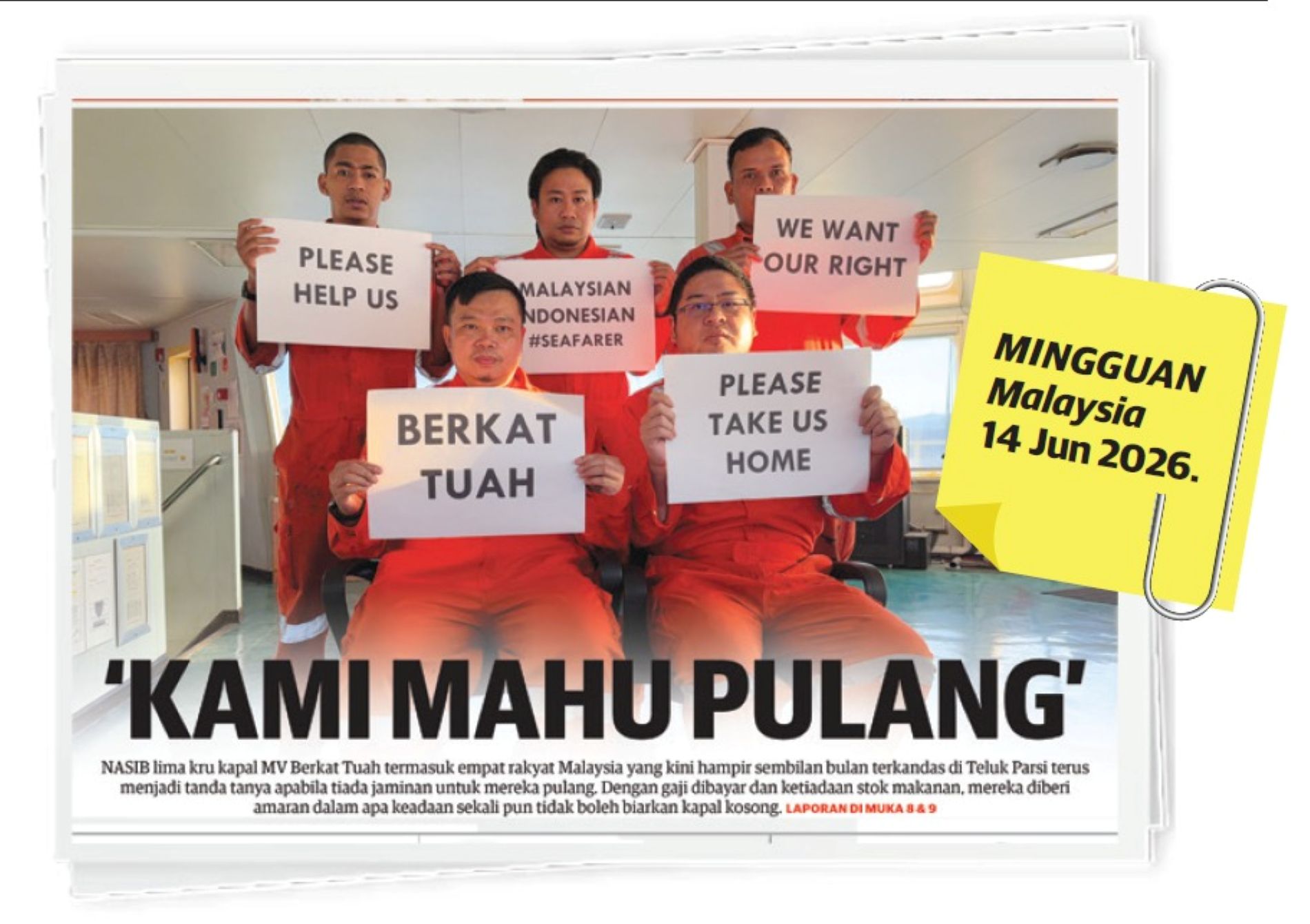Kes kru MV Berkat Tuah rumit, Jabatan Laut teliti mekanisme receivership Kes kru MV Berkat Tuah rumit, Jabatan Laut teliti mekanisme receivership