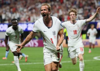 PENYERANG England, Harry Kane meraikan jaringan kedua ketika berdepan DR Congo pada aksi pusingan ke-32 Piala Dunia 2026 di Stadium  Atlanta, hari ini.-AFP