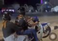 TANGKAP layar video yang memaparkan aksi seorang lelaki melakukan wheelie ketika menunggang motosikal bersama isteri dan anaknya di hadapan Dataran Bandar, Alor Setar.