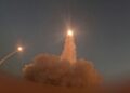 SEBUAH peluru berpandu dilancarkan dari sebuah lokasi di Iran. - AFP