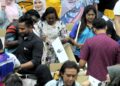 PETUGAS SPR menyusun peralatan dan perkakas mengundi di Dewan Jubli Intan, Johor Bahru sebelum dihantar ke 1,140 pusat mengundi di seluruh negeri menjelang PRN Johor ke-16, esok. UTUSAN/RAJA JAAFAR ALI