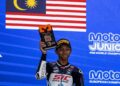 Qabil Irfan meraih kedudukan ketiga dalam perlumbaan 2 pada Kejuaraan Moto4 Piala Eropah di Litar Jerez, Sepanyol, Ahad lalu. - Ihsan SIC Racing