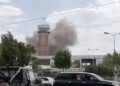KEPULAN asap akibat serangan di Lapangan Terbang Sanaa, Yemen semalam. - AFP