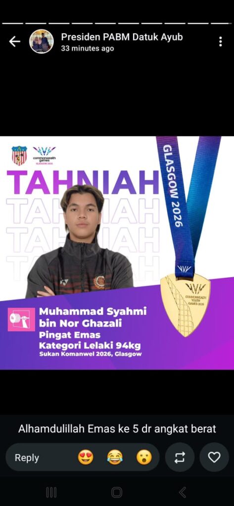 Malaysian Weightlifter Syahmi Wins Gold, Sets New Commonwealth Games Record