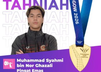 Atlet angkat berat negara, Mohamad Syahmi Nor Ghazali memenangi pingat emas dalam acara 94kg dalam Sukan Komanwel 2026. - PABM