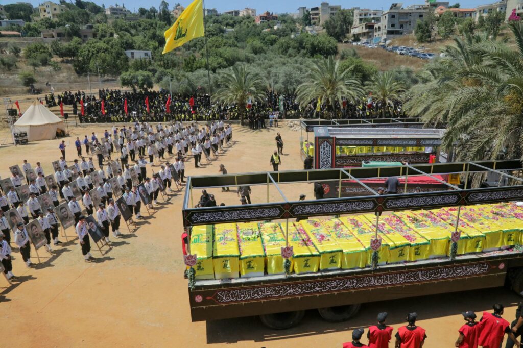 Hezbollah Holds Mass Funeral for Dozens of Victims in Southern Lebanon
