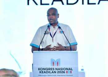RAMANAN Ramakrishnan berucap pada ucapan penggulungan Kongres Nasional Keadilan 2026 di Pusat Dagangan dan Pameran Antarabangsa Melaka (MITC) di sini hari ini. - UTUSAN/AMIR KHALID