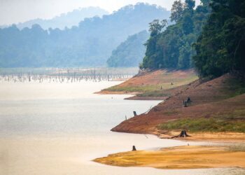 NELAYAN darat di Tasik Gubir terjejas pendapatan mereka ekoran cuaca panas yang menyebabkan air takungan untuk Empangan Muda berkurang di Sik. – UTUSAN/ SHAHIR NOORDIN