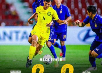 AKSI pemain negara ketika bertemu Thailand dalam kempen Piala ASEAN 2026 di Bangkok, hari ini. - NT