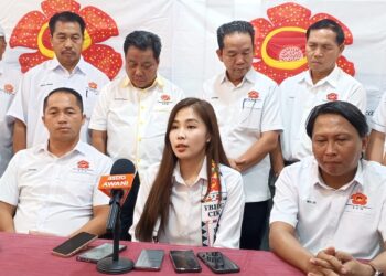 Priscella Peter ketika sidang media selepas selepas Majlis Amanat dan Hala Tuju Parti KDM Menjelang PRU ke-16 bertempat di Beringgis Resort.-UTUSAN/RAEESAH HANAN