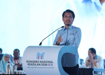 MUHAMMAD Kamil Abdul Munim ketika berucap dalam penggulungan Kongres Nasional PKR 2026 di MITC, Melaka hari ini. - UTUSAN/AMIR KHALID