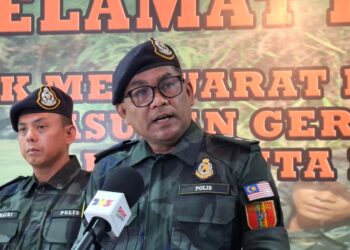 JAFRI Muhamad bercakap dalam sidang akhbar kejayaan Operasi Gali Mega di Ibu Pejabat PGA Ulu Kinta, Ipoh hari ini.
