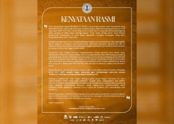 KENYATAAN rasmi yang dikeluarkan NSFC hari ini.