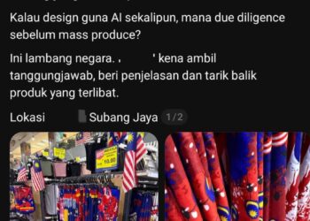 VIDEO tular mengenai tudung bercorak Jalur Gemilang yang tidak lengkap yang dijual di sebuah pasar raya di Subang Jaya.