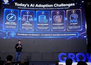 CHAN Kee Siak semasa Sidang Kemuncak Exabytes GROW AI 2026 di EQ Kuala Lumpur.