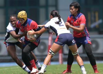 Skuad ragbi tujuh sebelah wanita negara menamatkan kempen Siri Satu Asia Ragbi 7s di tempat kesembilan keseluruhan yang diadakan di Suzhou, China, Ahad lalu. - Asia Rugby