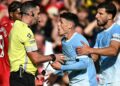 PENGADIL membuat kesilapan mengiktiraf gol jaringan Erling Haaland ketika Manchester United berdepan Manchester City, semalam-AFP
