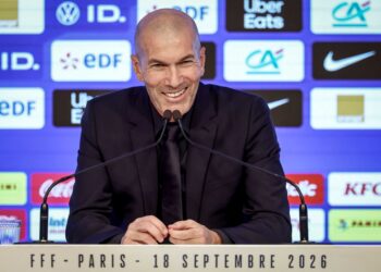 KETUA jurulatih Perancis, Zinedine Zidane pada sidang media mengumumkan skuad Les Bleus bagi menghadapi saingan Liga Negara-Negara UEFA di ibu pejabat Persekutuan Bola Sepak Perancis (FFF) di Paris-AFP