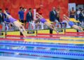 Aksi perenang dalam acara akhir renang berganti-ganti 4x200 meter gaya bebas lelaki pada Sukan Asia Aichi-Nagoya 2026 di Pusat Akuatik Tokyo, Tokyo, hari ini.-AFP