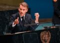 EMMANUEL Macron berucap semasa sesi ke-81 UNGA di Ibu Pejabat PBB di New York kelmarin.- AFP