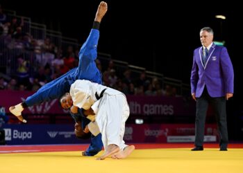 AKSI Amir Daniel Abdul Majeed ketika memenangi pingat emas Sukan Komanwel 2026.
