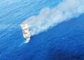 GAMBAR fail sebuah feri dari Padangbai ke Lembar terbakar pada 12 Ogos lalu. - AFP