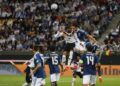 Pemain tengah Jerman, Kevin Schade mengambil bola tinggi dalam perlawanan Liga Negara-Negara Eropah menentang Greece di Augsburg, semalam. - AFP