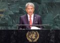 MOHAMAD Hasan menyampaikan kenyataan negara pada Debat Umum Perhimpunan Agung PBB (UNGA) ke-81 di New York, Amerika Syarikat (AS), semalam.-BERNAMA