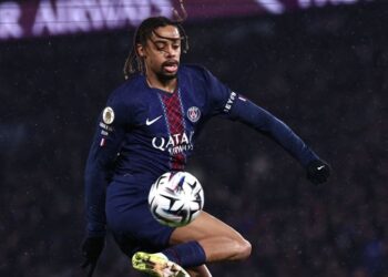 Penyerang sayap Paris Saint-Germain (PSG), Bradley Barcola menyertai Liverpool dengan nilai perpindahan mega bernilai sehingga RM670 juta. - AFP