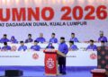 MOHAMAD Hasan ketika ucapan penggulungan sempena Perhimpunan Agung UMNO 2026 di Dewan Merdeka, Pusat Dagangan Dunia Kuala Lumpur, semalam.