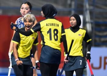 AKSI skuad hoki wanita kebangsaan ketika membelasah Kazakhstan 5-0 dalam saingan Sukan Asia 2026 Aichi-Nagoya, kelmarin. - IHSAN PERSEKUTUAN HOKI ASIA