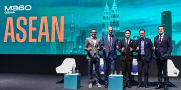 JULIAN Gorman (kanan) bersama Naib Presiden Eksekutif Mastercard, Matthew Driver; Menteri Ekonomi dan Masyarakat Digital Thailand, Chaichanok Chidchob; Pengarah Kanan Google, David Weller dan Pengasas bersama Circles Group, Rameez Ansar ketika sesi bergambar pada persidangan M360 ASEAN 2026 di Grand Hyatt Kuala Lumpur. - UTUSAN/SYAKIR RADIN