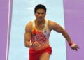 Sharul Aimy Kamaru Hisam beraksi dalam acara gimnastiks artistik Sukan Asia Aichi-Nagoya 2026, semalam. - IHSAN MSN