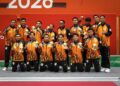 BARISAN Pemain skuad takraw negara yang meraih emas berpasukan di Sukan Asia Aichi-Nagoya 2026.-IHSAN MSN