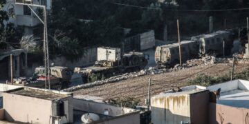BEBERAPA buah kenderaan tentera Israel di Tebing Barat. - AFP