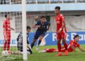 PEMAIN Penang FC, Celestine Enzo (tengah) meraikan jaringan keduanya ketika menentang TRW FC dalam aksi Liga Super yang berlangsung di Stadium Bandaraya, Pulau Pinang petang ini.-UTUSAN/DANIAL SAAD