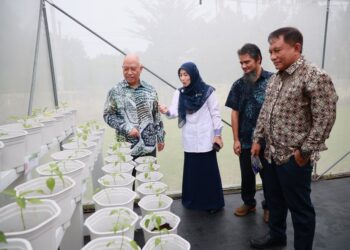 ZULKIFLEE Omar (kiri) semasa melawat rumah hijau selepas merasmikan program Tanggungjawab Sosial Korporat (CSR) PAAB Kelestarian di Sekolah Kebangsaan (SK) Pasir Hor, Kota Bharu, Kelantan hari ini-UTUSAN/KAMARUL BISMI KAMARUZAMAN.