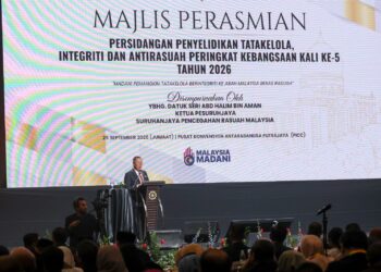 ABD. Halim Aman berucap pada Persidangan Penyelidikan Tatakelola, Integriti dan Antirasuah Peringkat Kebangsaan Kali Ke-5 Tahun 2026 di Pusat Konvensyen Antarabangsa Putrajaya (PICC). - UTUSAN/FAISOL MUSTAFA