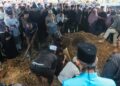 ANWAR Ibrahim (berdiri, dua dari kiri) ketika menyaksikan urusan pengebumian jenazah abangnya, Idrus Ibrahim di Tanah Perkuburan Islam Cherok Tokun Bawah, Bukit Mertajam, Pulau Pinang.-UTUSAN/DANIAL SAAD