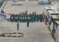 PROGRAM penghantaran pulang fasa pertama melibatkan 1,476 tahanan warga Myanmar dengan menggunakan tiga kapal termasuk sebuah kapal hospital milik Tentera Laut Myanmar. - FOTO: KDN
