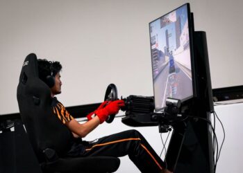 AKSI Taj Izrin Aiman Taj Madira berlumba dalam Gran Turismo 7 (GT7) pada Sukan Asia Aichi-Nagoya 2026, semalam. - IHSAN MSN